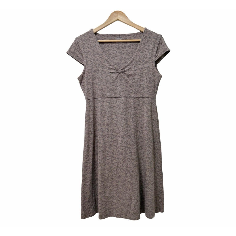 Toad & Co Rosemarie Organic Cotton Blend Fit & Flare Mini Dress Size M Brown